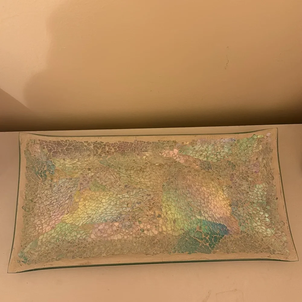 Mosaic Mirror Glass Vanity Tray Trinket Tray